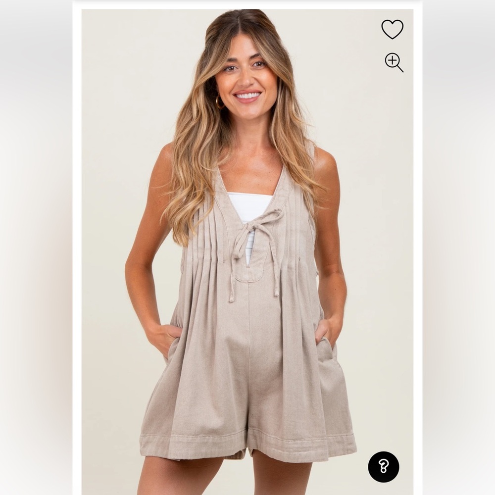 Pinkblush Beige Sleeveless Romper with Drawstring